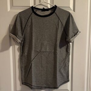 Men's Heather Grey Raglan Short Sleeve Tee with Black Crew